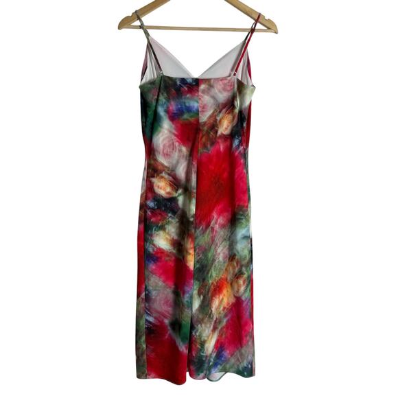 Adam Lippes Watercolor Blurred Floral Print Satin Slip Midi Dress Size 4 - Picture 13 of 16